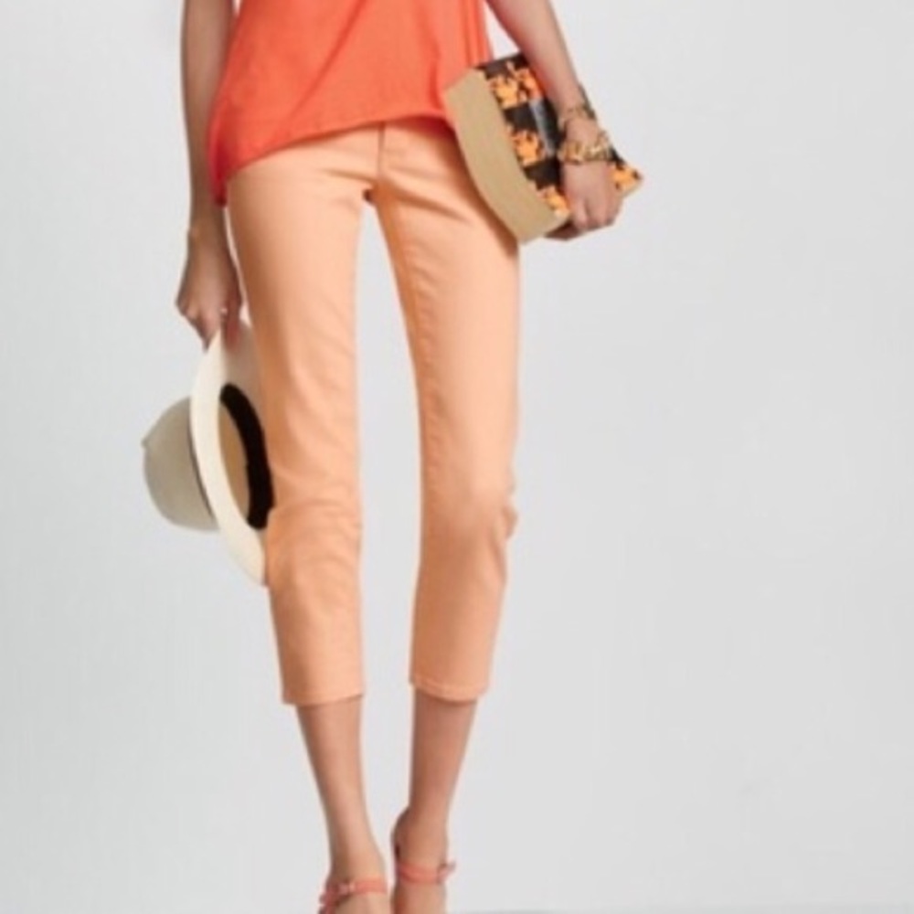 CAbi peach skinny jeans cropped Sz 2